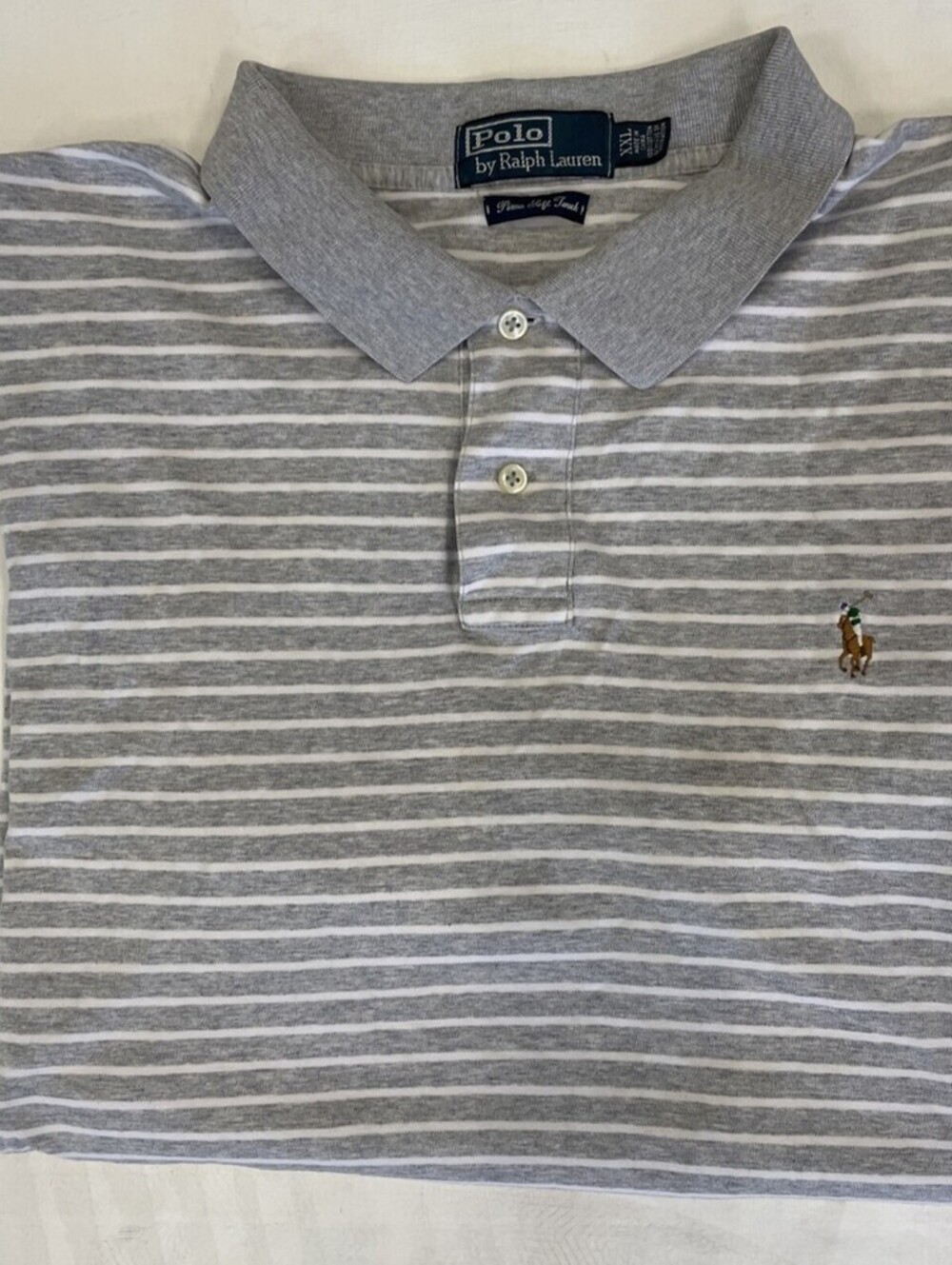 Polo Ralph Lauren Gray Stripe Cotton Pima Pony Logo XXL